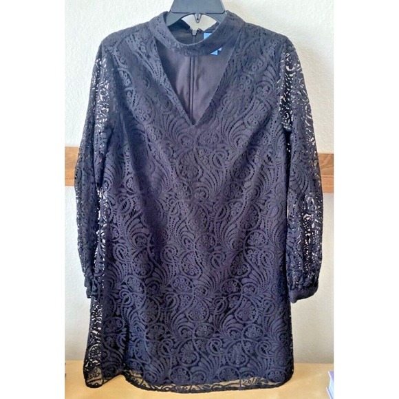 CeCe Dresses & Skirts - Cece Black Lace Overlay Vintage Style Mini Dress Size 10‎